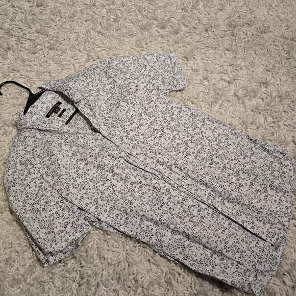 Michael Kors Men's Large Shirt Slim-FitStretch Black & White Floral Print Medium - Picture 3 of 5